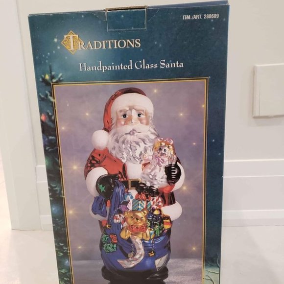 Traditions Handpainted Glass Santa 18 inches tall - Picture 1 of 7